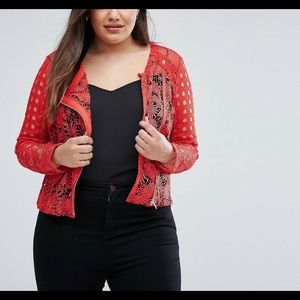 ASOS limited edition mixed lace red blazer.